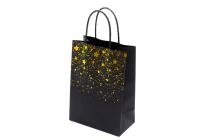 Geschenktasche mit Kordel STERN - Geschenktasche schwarz mit goldenen Sternen